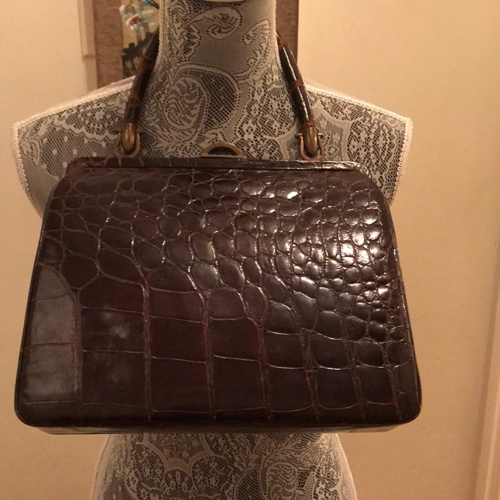 Brown  crocodile bag